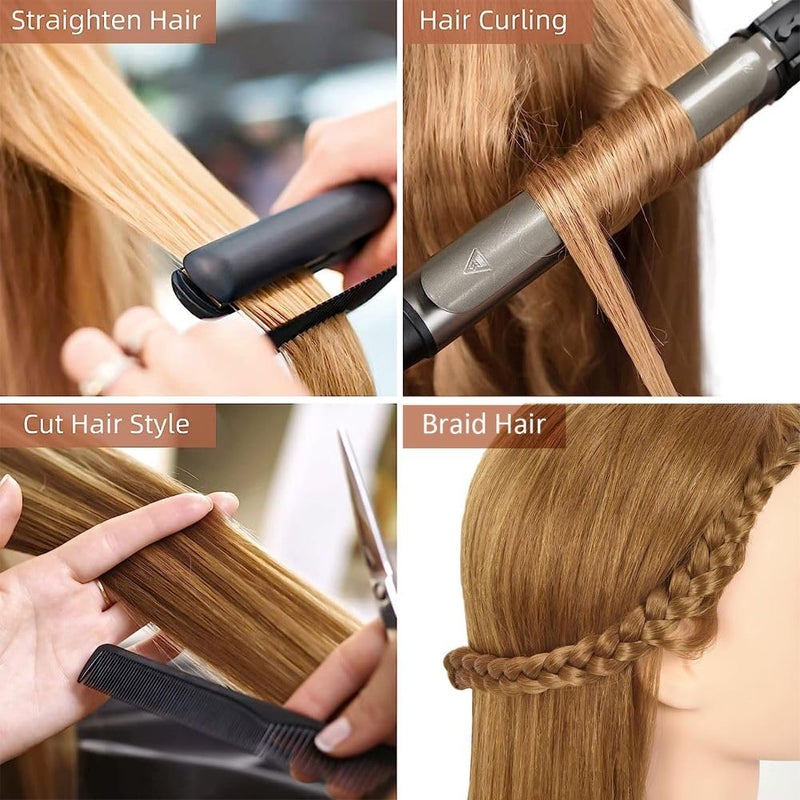 Opini Mannequin Head with 80% Human Hair - Straight, 26"-28" Doll Head for Cosmetology & Hairdresser (#27 Light Brown) - Image 5